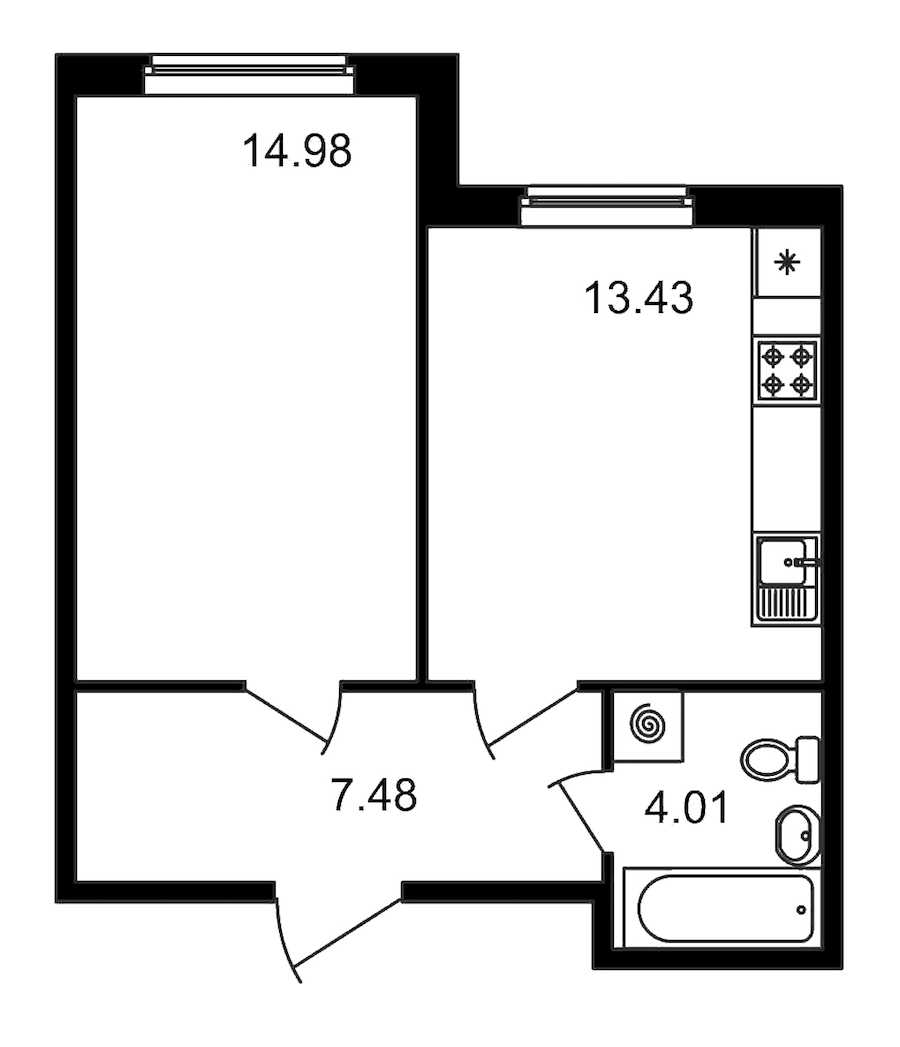 Однокомнатная квартира в ЦДС: площадь 39.9 м2 , этаж: 1 – купить в Санкт-Петербурге